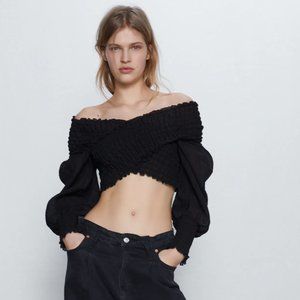 Zara Cropped Top with Elastic Detail - NWOT